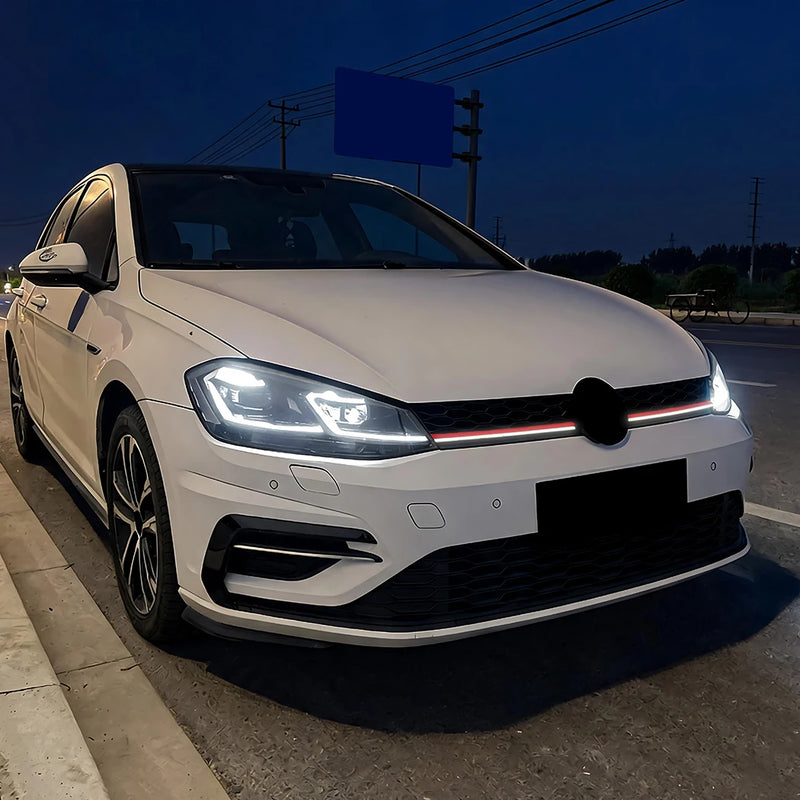 Calandre LED Volkswagen Golf 7.5 GTI 2017-2019 Nid d'Abeille Noir Brillant