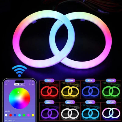 Anneaux Angel Eyes LED RGB Universels Voiture