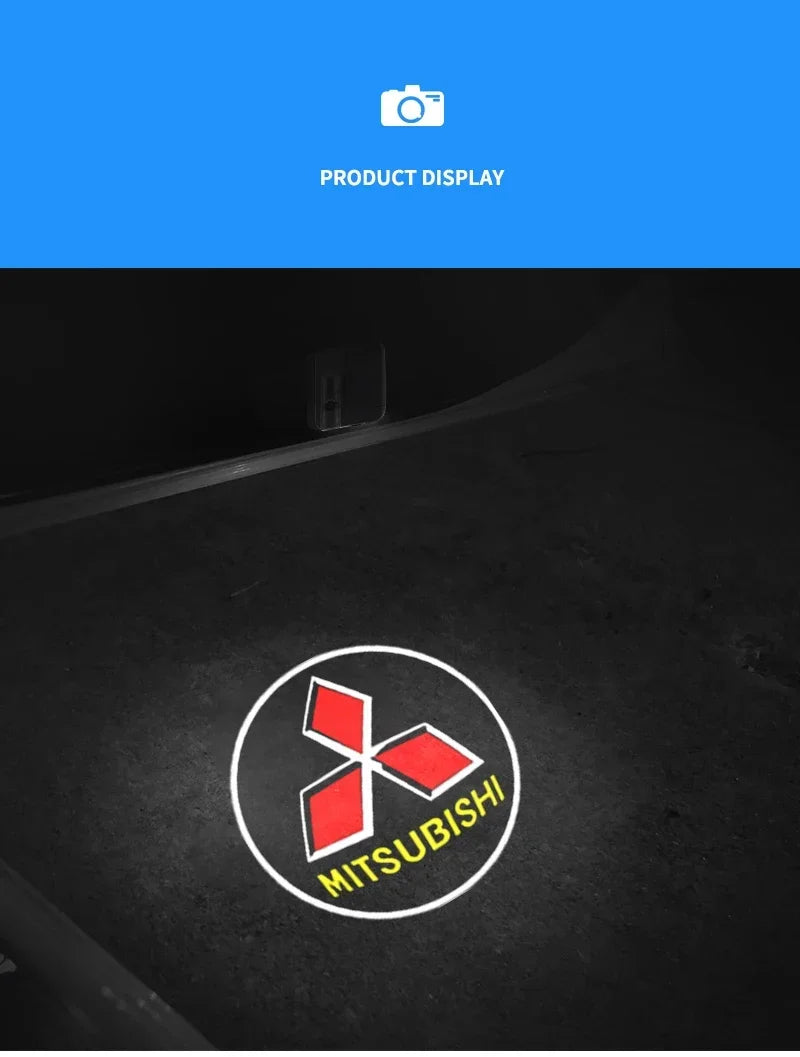 Projecteur de Porte Mitsubishi sans Fil Logo LED pour Pajero Outlander XL Montero Lancer Triton L200