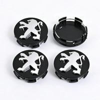 Cache-Moyeux Peugeot 60 mm, Lot de 4, Lion Noir, Argent ou Nouveau Blason, 206 à 508, 2008, 3008, 5008