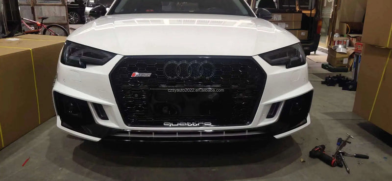 Kit Carrosserie Style RS4 Audi A4 S4 B9 2017-2019 : Pare-Chocs Complet avec Calandre et Diffuseur Arrière