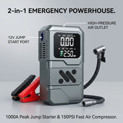 Démarreur de Batterie 1000A Compresseur 150 PSI Portable