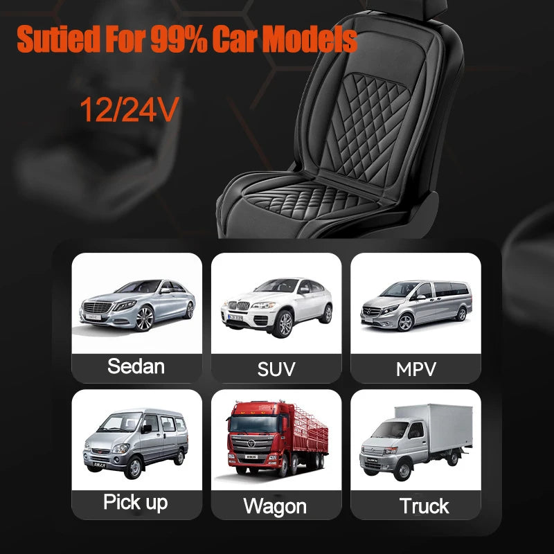 Siège Chauffant Voiture 12V 24V Flanelle Allongé 115 cm