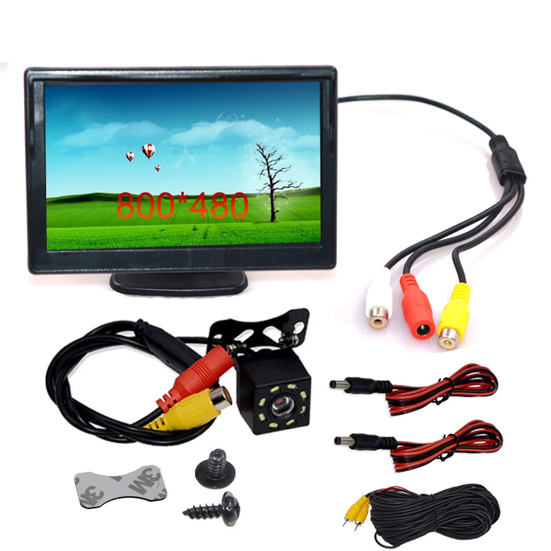 Kit Caméra de Recul avec Écran 5 Pouces 800 x 480 Pied ou Ventouse