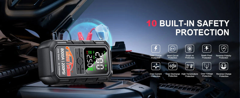Booster de Batterie Voiture 8000A avec Compresseur 200 PSI