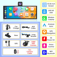 Dashcam 4K CarPlay Écran Rotatif 10,26 Pouces