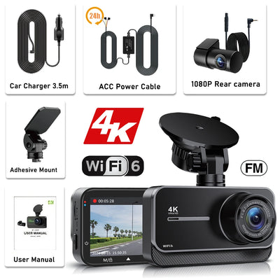Dashcam G900 4K Avant Arrière Wi-Fi Ventouse