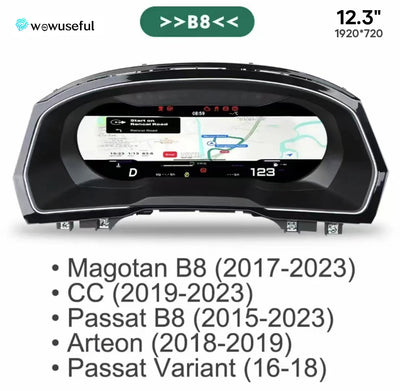 Tableau de Bord Numérique VW Golf 7 Passat B8 12,3 pouces