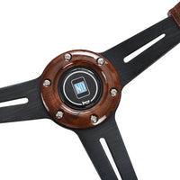 Volant de Course Universel 350 mm Aspect Bois 14 Pouces