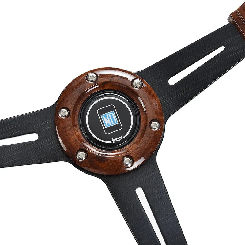 Volant de Course Universel 350 mm Aspect Bois 14 Pouces