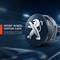 Cache-Moyeux Peugeot 60 mm Premium, Lot de 4, Argent ou Noir, 206, 207, 208, 307, 308, 408, 508, 2008, 3008, RCZ
