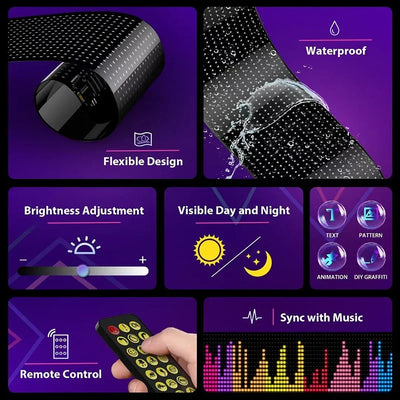 Panneau LED Programmable Bluetooth Voiture Flexible