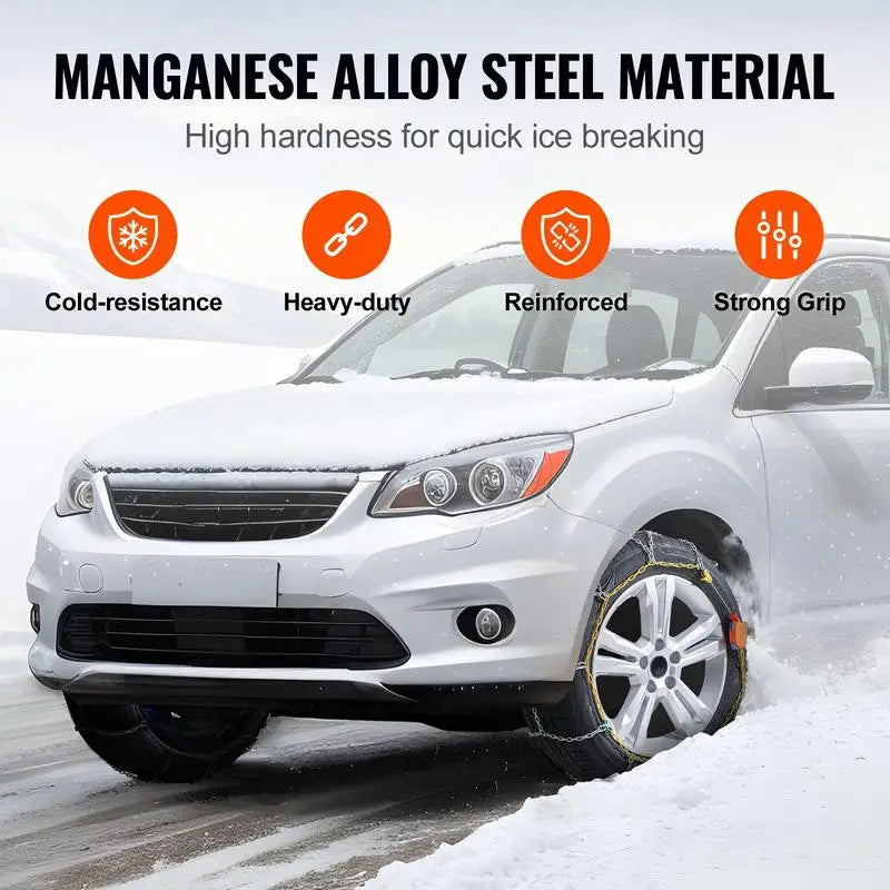Chaînes à Neige Voiture Acier Manganèse Kit 2 Pièces 14 à 19 Pouces