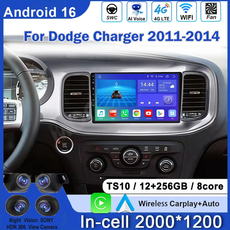 Autoradio Android Dodge Charger 2011-2014 Écran QLED 9 pouces CarPlay GPS Navigation