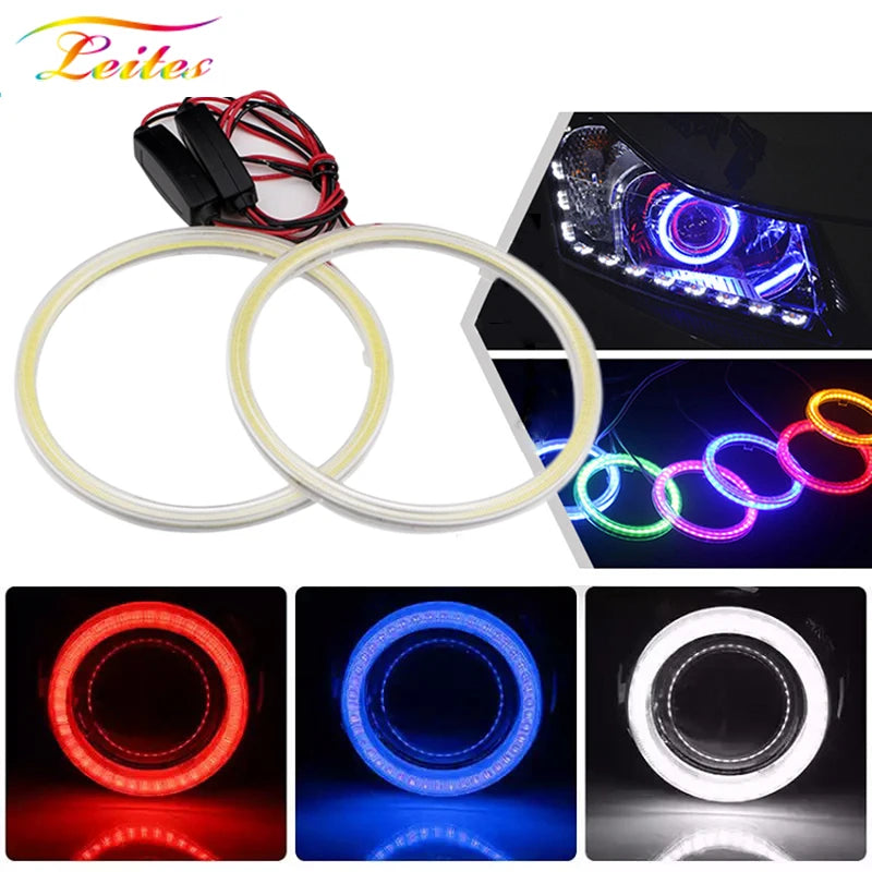 Anneaux Angel Eyes LED COB Blancs Universels 60 à 120 mm