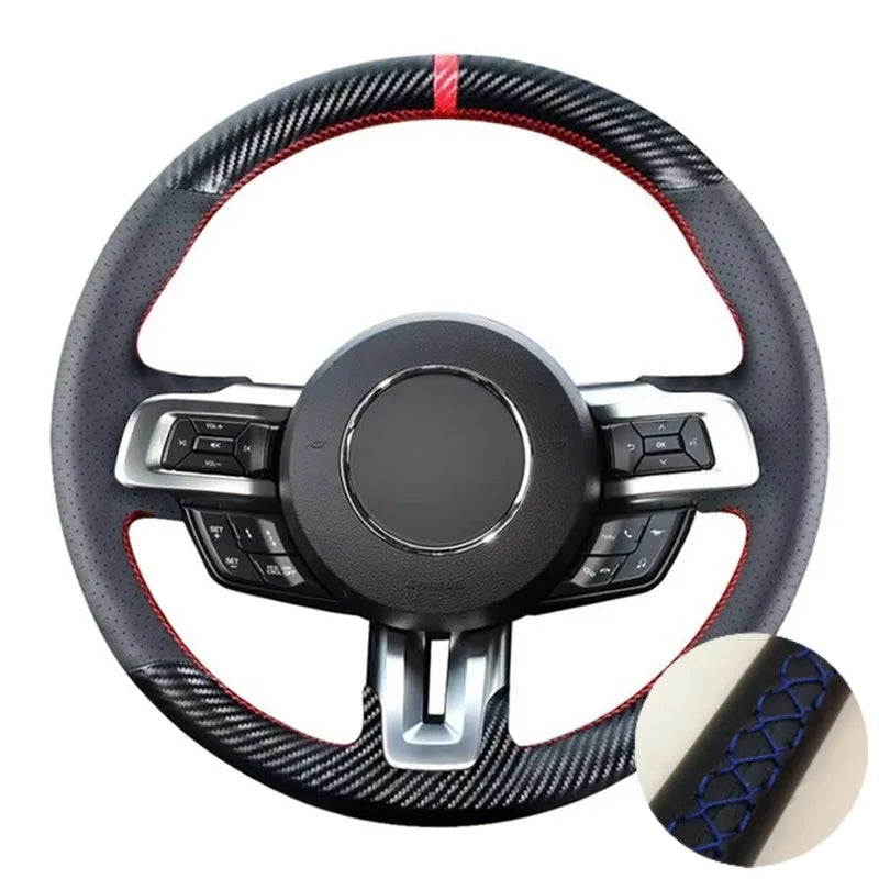 Couvre Volant Ford Mustang 2015-2021 Cuir Perforé à Coudre