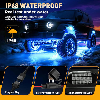 Éclairage d'Ambiance LED RGB Sous Caisse 4x4 SUV