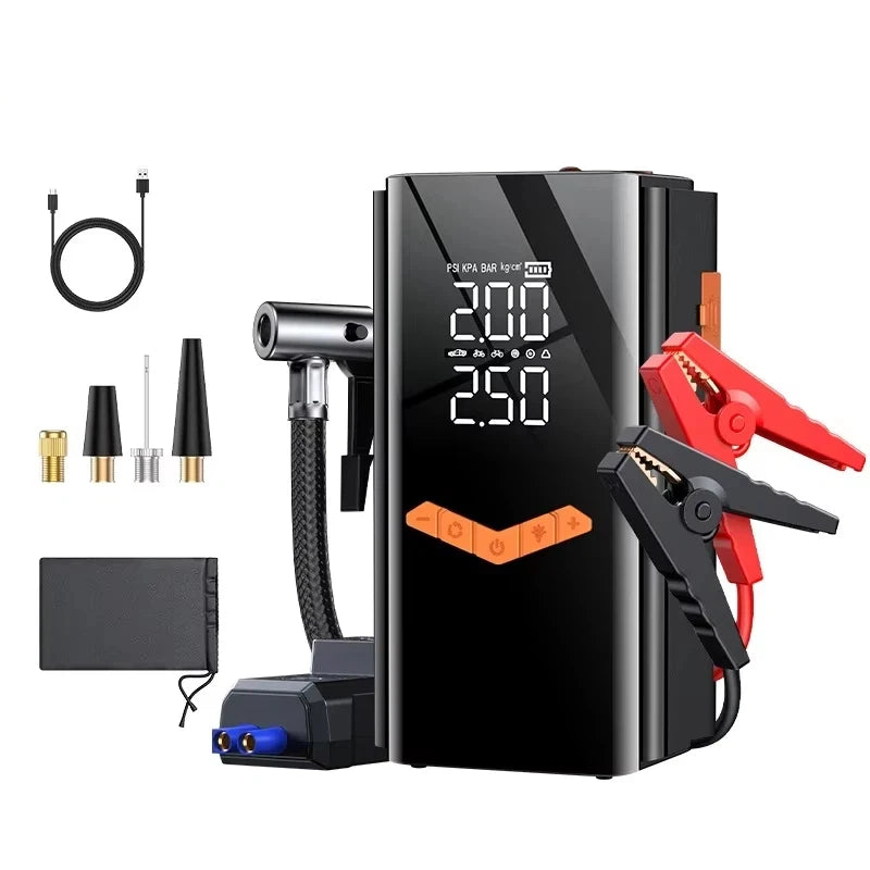 Booster de Batterie Voiture 4 en 1 avec Compresseur 150 PSI 25 L/min