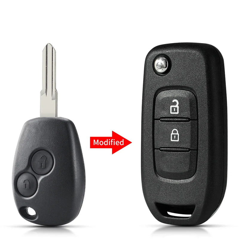 Coque de Clé Renault Mégane Clio Duster Kangoo Modus Twingo Dacia Sandero Logan Nissan Kubistar Clé Rabattable Modifiée