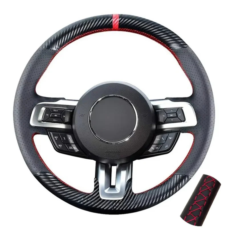 Couvre Volant Ford Mustang 2015-2021 Cuir Perforé à Coudre