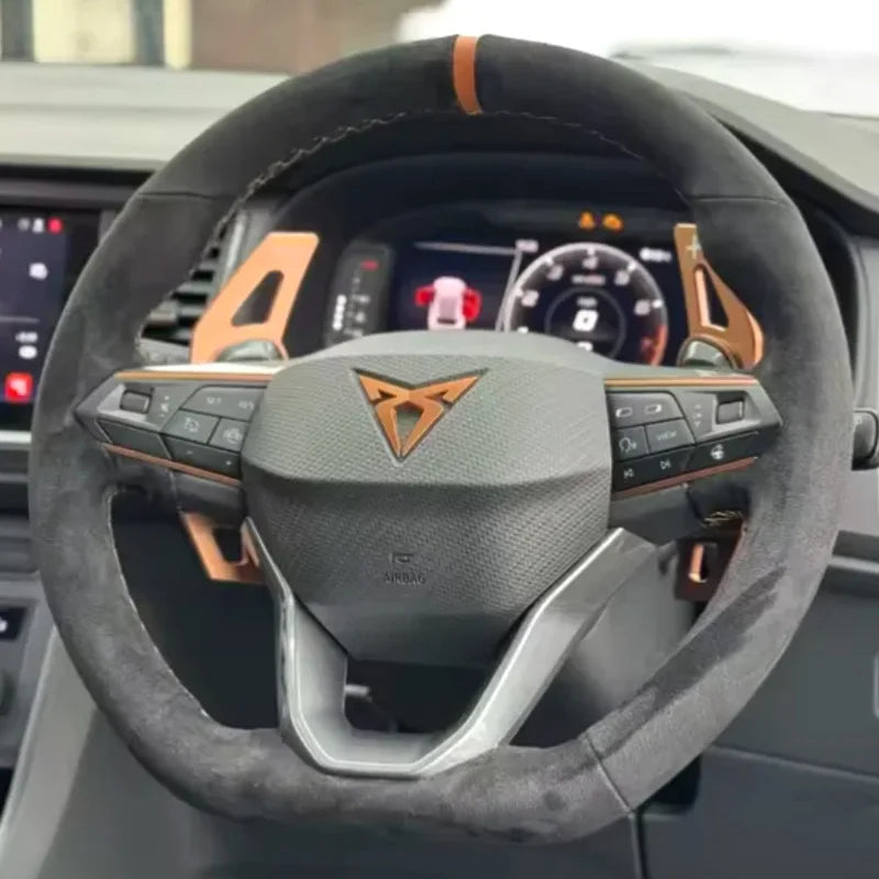 Couvre Volant à Coudre Seat Leon, Cupra Leon, Ateca, Tarraco 2020-2026 Coutures Cuivre, Kit DIY
