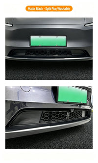 Filet de Grille Inférieure Avant Tesla Model Y Highland 2024 Anti-Insectes Noir Mat, Monobloc ou en Deux Parties