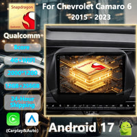 Autoradio Android 17 Chevrolet Camaro 2015-2023 Écran QLED 9 pouces CarPlay Qualcomm GPS 4G