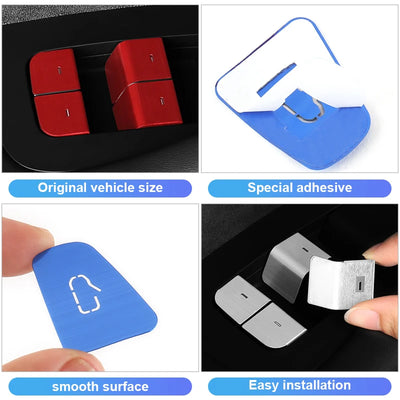 Bouton Lève-Vitre Cache Décoratif Tesla Model 3 Y 2021-2025