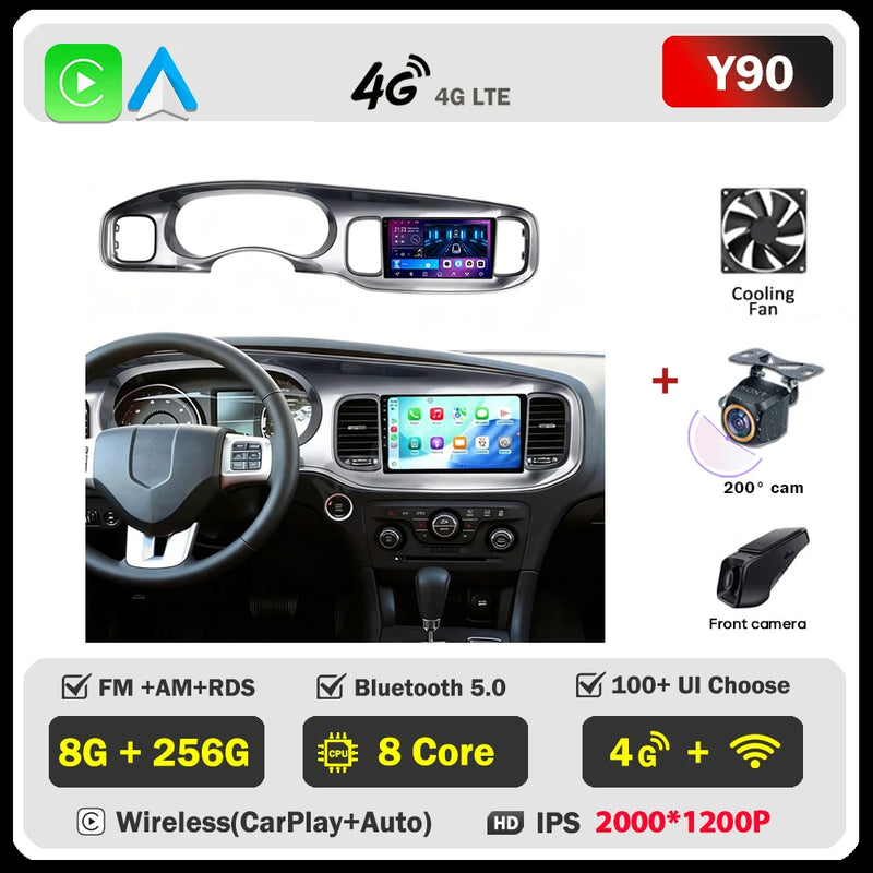 Autoradio Android Dodge Charger 2011-2014 Écran QLED 9 pouces CarPlay GPS Navigation