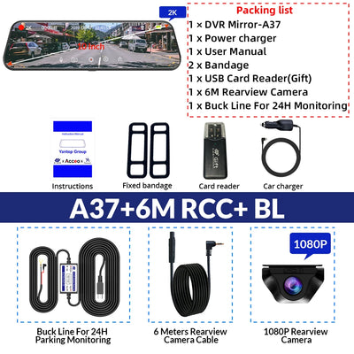 Dashcam Miroir E-ACE A37 2K Écran Tactile