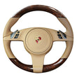 Couvre Volant Porsche Cayenne Panamera 2010-2012 Cuir et Aspect Bois à Coudre
