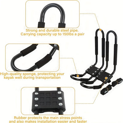 Porte-Kayak de Toit Berceau en J Universel