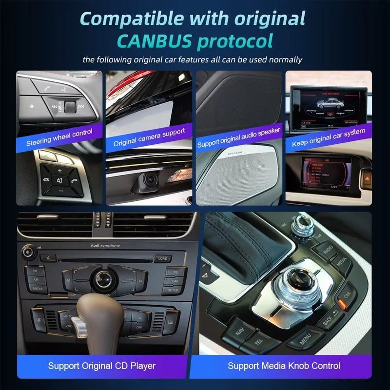 Autoradio Android Audi A4 A5 Q5 B9 CarPlay — vue de profil