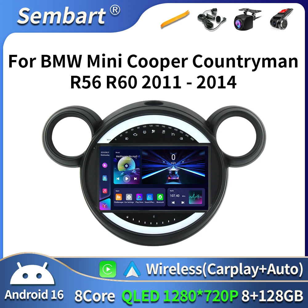 Autoradio Android CarPlay MINI Cooper R56 R60 2006-2015