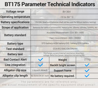 ANENG BT175 12V 24V Car Battery Tester 50-1999 CCA