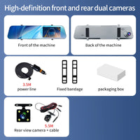 12-Inch Dual-Lens Dash Cam with Night Vision