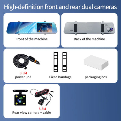 Dashcam Voiture 12 Pouces Double Objectif Vision Nocturne
