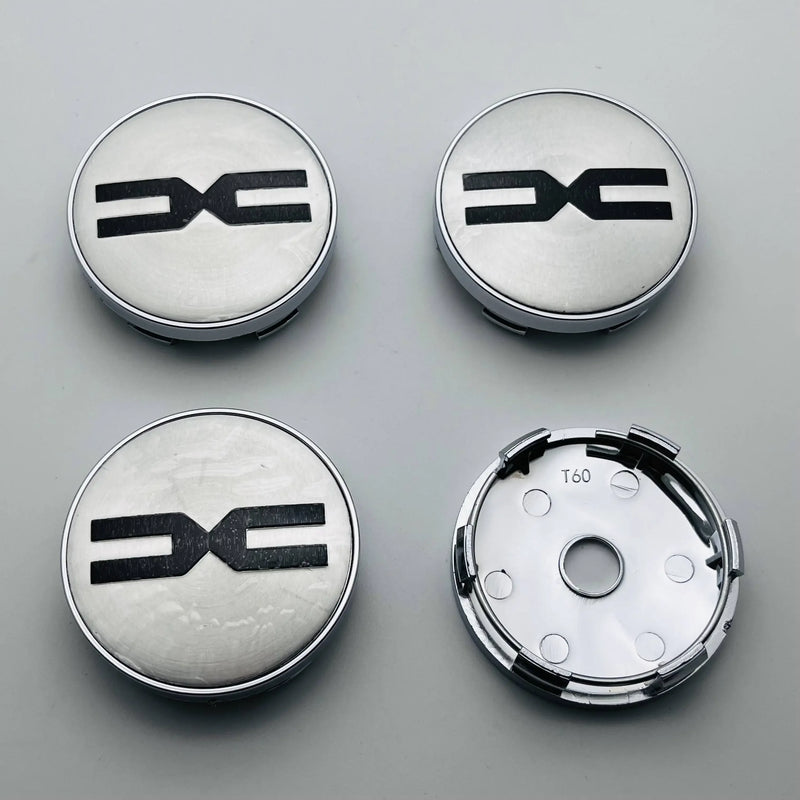 Cache-Moyeux 60 mm Avec Emblème Dacia Spring Duster Lot de 4 Noir ou Argent