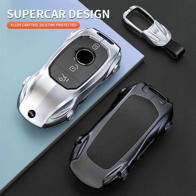 Coque de Protection Clé Mercedes Classe A B C E S W204 W205 W210 W212 W213 W176 W463 GLC GLB GLE AMG Alliage de Zinc Style Supercar