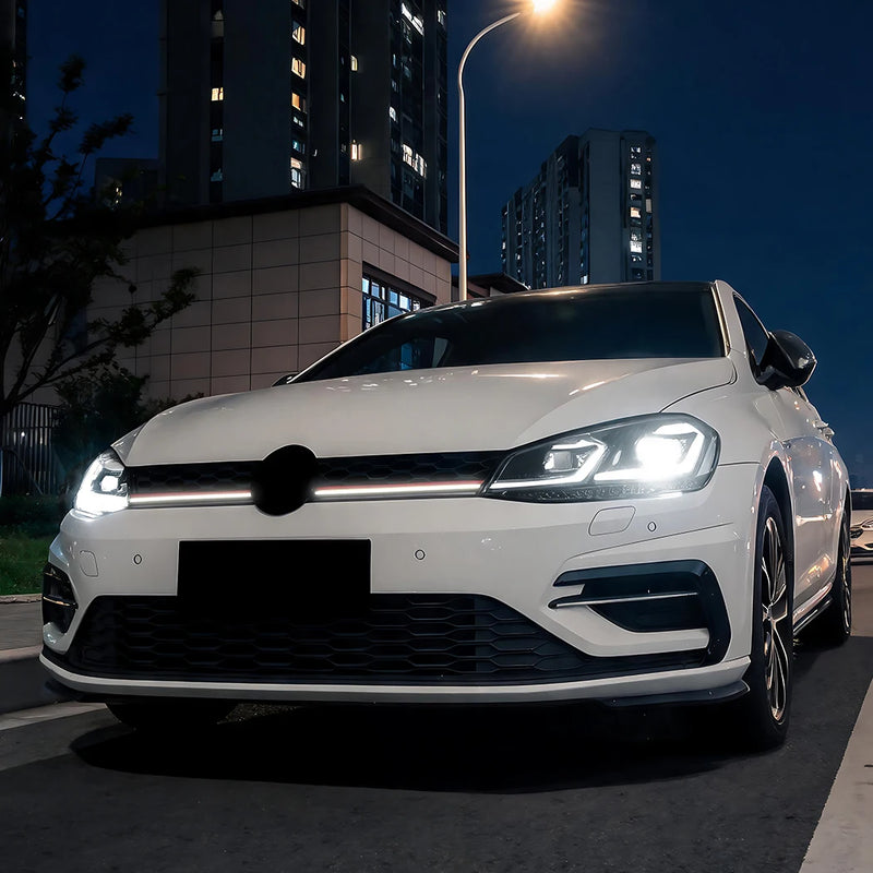 Calandre LED Volkswagen Golf 7.5 GTI 2017-2019 Nid d'Abeille Noir Brillant