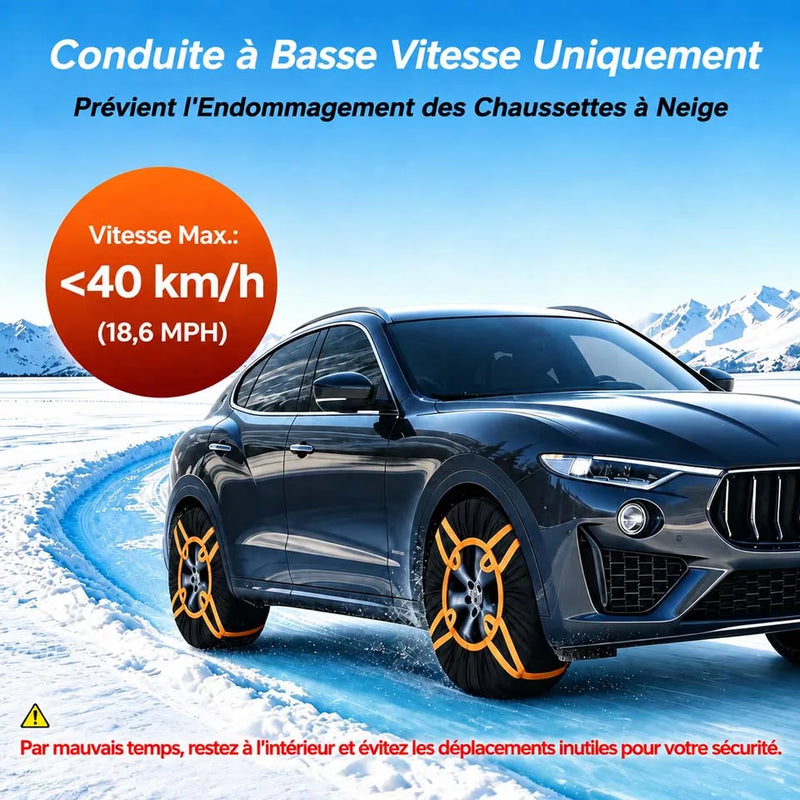 Chaussettes à Neige Voiture Antidérapantes Bandes Réfléchissantes et Boucles de Traction