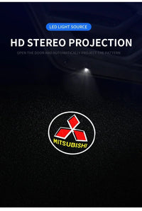 Projecteur de Porte Mitsubishi sans Fil Logo LED pour Pajero Outlander XL Montero Lancer Triton L200