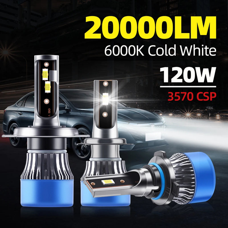 Ampoules LED H4 H7 H1 H11 9005 CSP 6000K, kit 3 pièces, fond blanc studio
