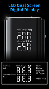 Booster de Batterie Voiture 4 en 1 avec Compresseur 150 PSI 25 L/min
