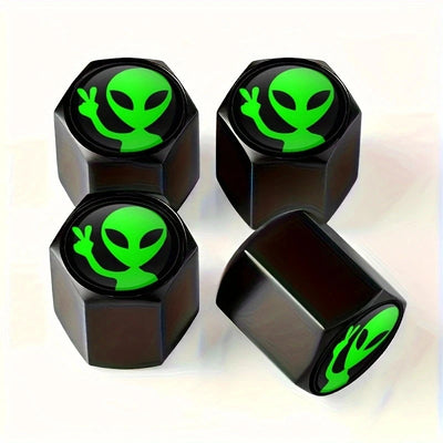 Bouchons de Valve Universels Alien Vert Aluminium