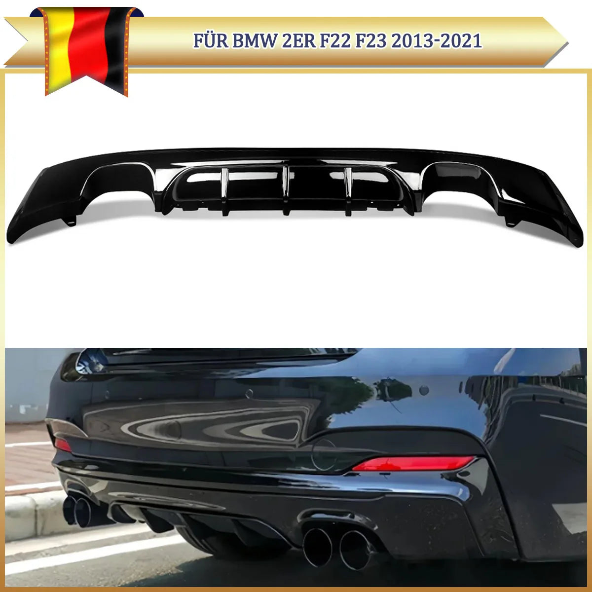 Diffuseur Arrière Noir BMW Série 2 F22 F23 2013-2020