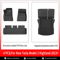 Tapis de Sol Tesla Model 3 Highland 2024-2026 TPE Ensemble 3 à 12 Pièces Simple ou Double Couche