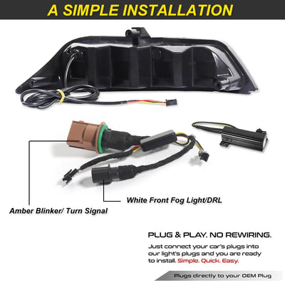 Antibrouillard Ford Mustang 2015-2017 Clignotant Séquentiel Ambre