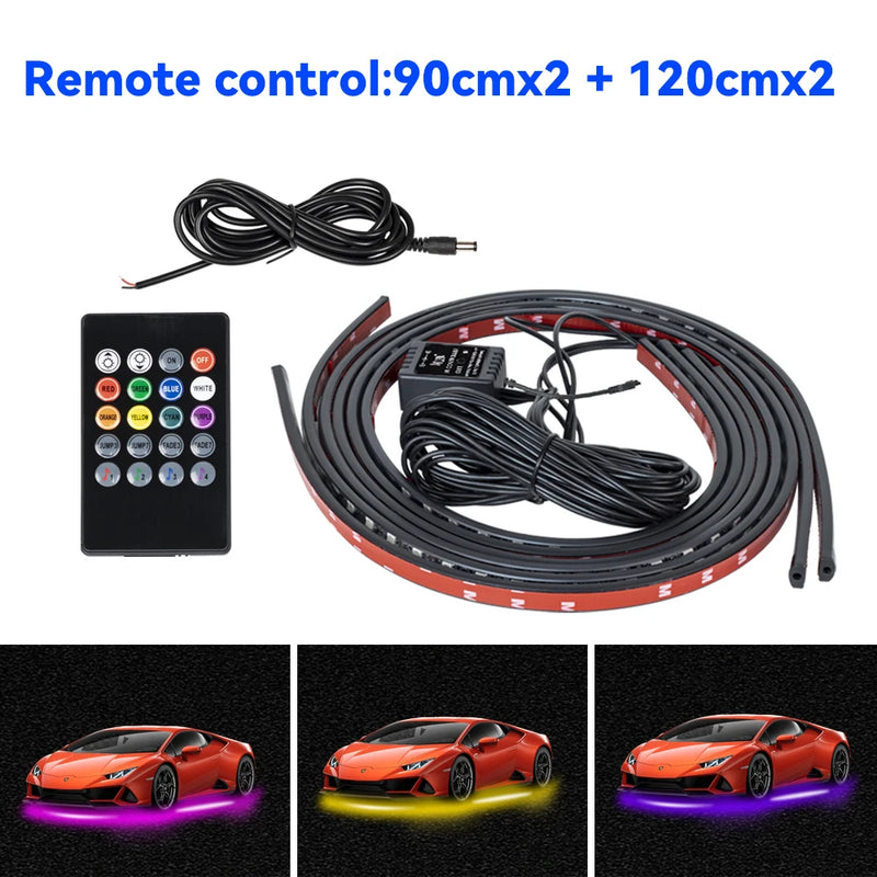 Éclairage d'Ambiance Néon RGB Flexible Sous Châssis Voiture