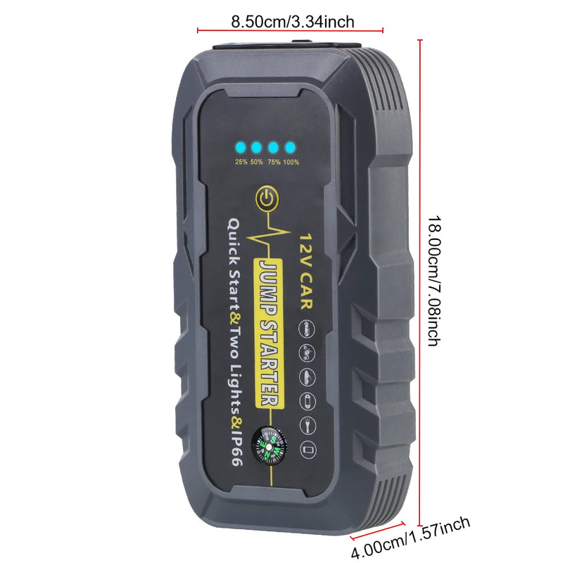Booster de Batterie Voiture 3000A 12V Étanche IP66 Double Lampe